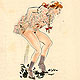 Jeune fille urinant - dessin &eacute;rotique de Rojan 