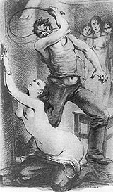 Flagellation - dessin de Lafnet femme fouettée en public - dessin de Lafnet