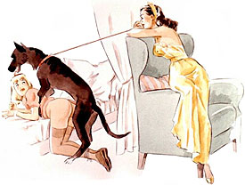 Zoophilie en robe du soir - dessin allemand Zoophilie en robe du soir - dessin allemand