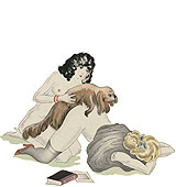 2 jeunes femmes et petit chien - dessin érotique anonyme Vertès ? 2 jeunes femmes et petit chien - dessin érotique anonyme Vertès ?