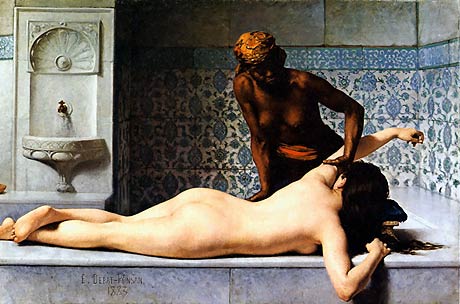 Le massage, scène de hammam - E. Debat-Ponsan