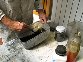 Laurent Benaïm - préparation de la gomme arabique 