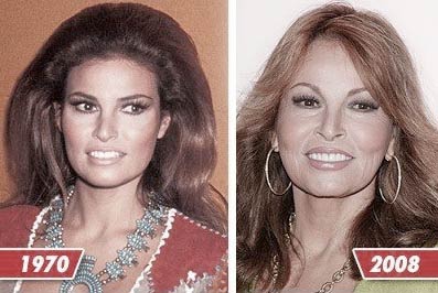 Portraits de Raquel Welch en 1970 et 2008