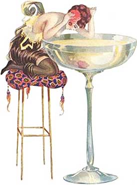 jeune femme qui rêve d'un bain de champagne  
