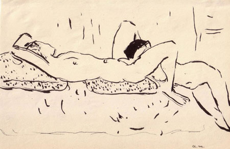 Albert Marquet - Sur les coussins - Encre 15 x 23,6 cm