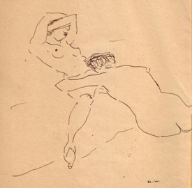 Albert Marquet - Couple enlacé - Encre 25,5 x 20,3 cm 