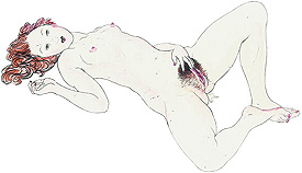 Masturbation féminine - dessin de Mario Tauzin