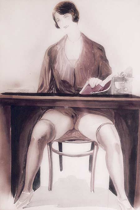 Masturbation féminine - dessin attribué à Rojan - circa 1927