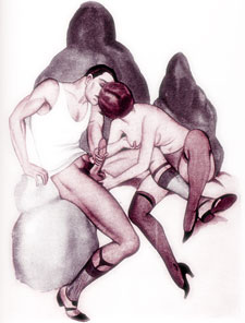 branlette et caresses mutuelles - dessin circa 1930 