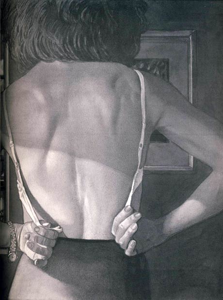 Ombre et Lumière - L'avocate- dessin d'une femme de dos dégrafant son soutien-gorge  