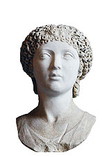 Marbre romain 55-60 ap JC Tête de femme identifiée comme Popée