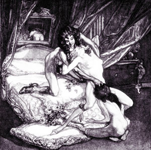 Trio - The boudoir of Mme CC. dessin von Bayros