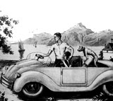 sexe en voiture - dessin érotique anonyme - Italie circa 1920-30  